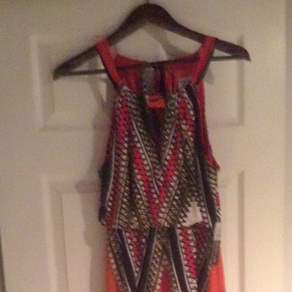 Soho Apparel Mutli Color Maxi W/Tie Neck NWT